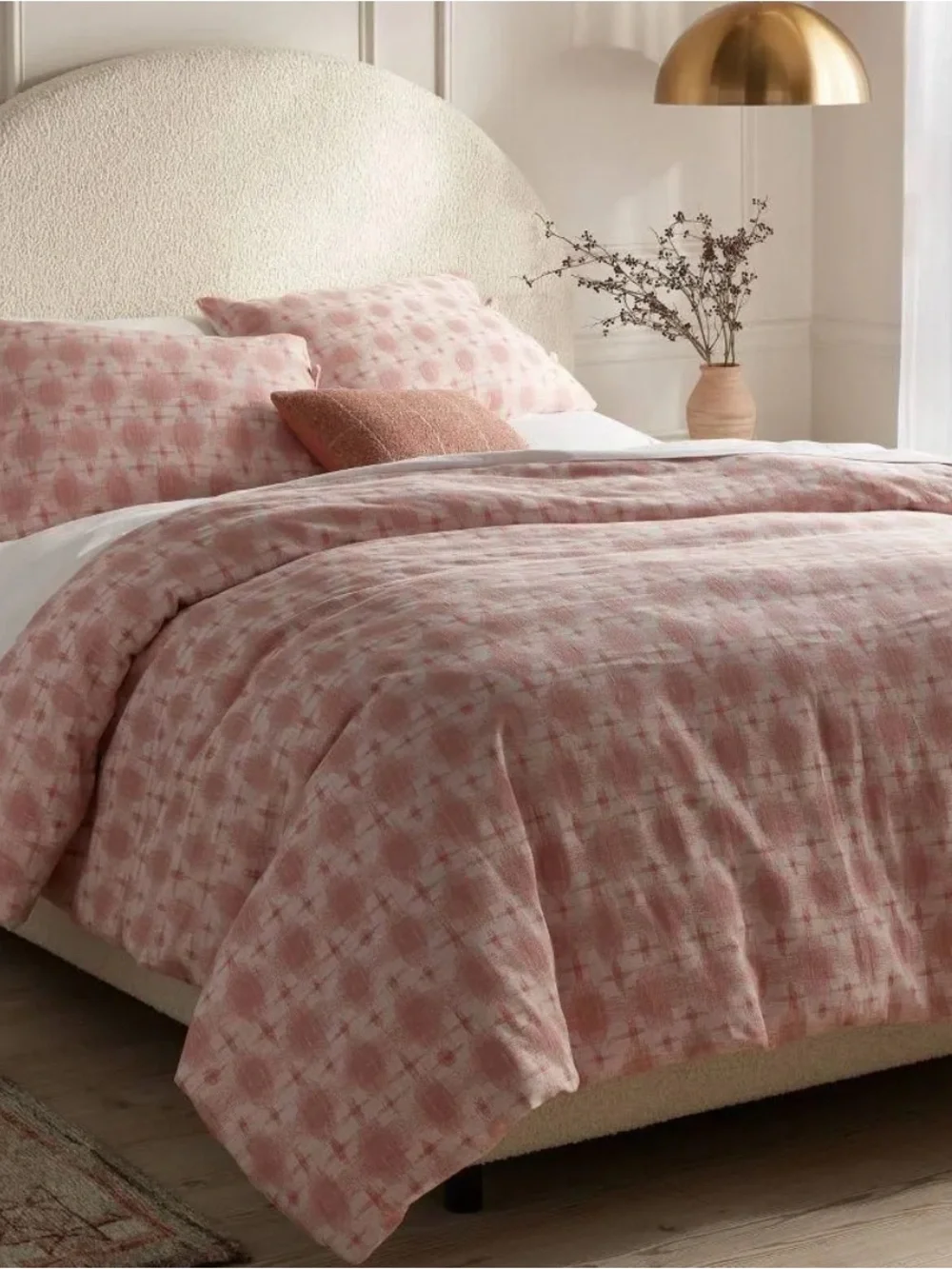 NWT Threshold Pink Plaid Yarn-Dyed Cotton Duvet Set Full Queen 3pc-MSRP $59